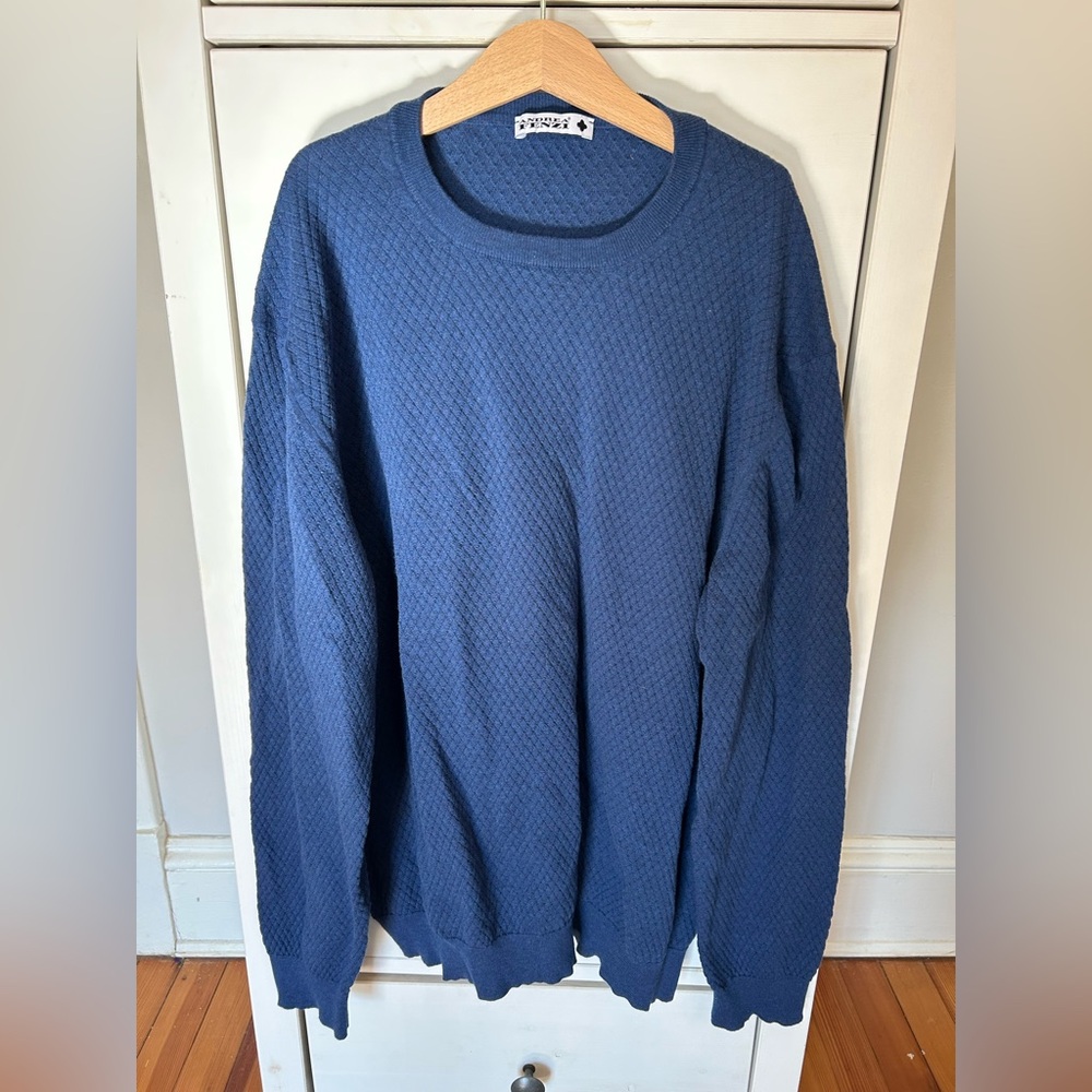Andrea Fenzi men’s blue cottonquilted sweater, size not specified made in Italy